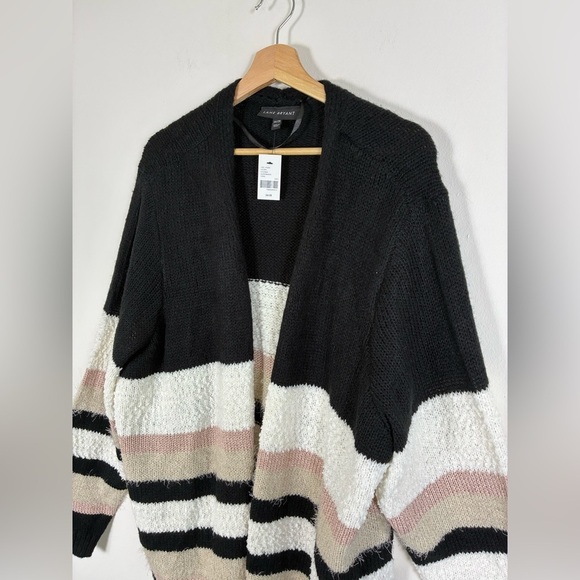 Lane Bryant Cardigan 26/38 Multi-Yarn Striped Fuzzy - Picture 7 of 12